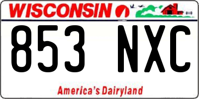 WI license plate 853NXC