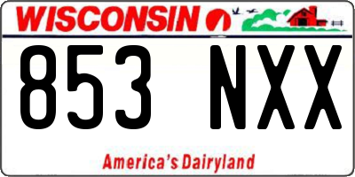 WI license plate 853NXX