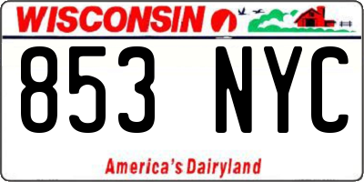 WI license plate 853NYC
