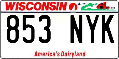 WI license plate 853NYK