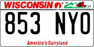 WI license plate 853NYO