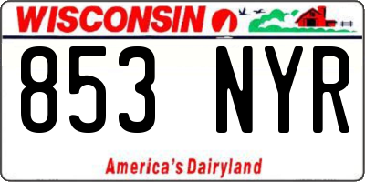 WI license plate 853NYR