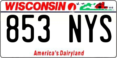 WI license plate 853NYS