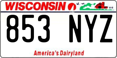 WI license plate 853NYZ