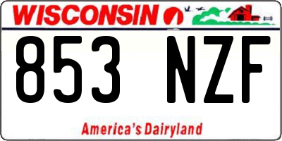 WI license plate 853NZF