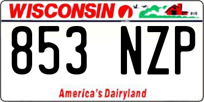 WI license plate 853NZP