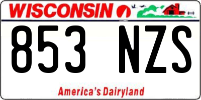 WI license plate 853NZS