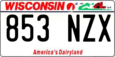 WI license plate 853NZX