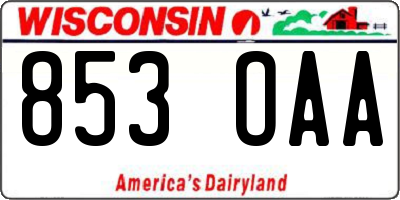 WI license plate 853OAA