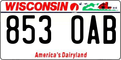 WI license plate 853OAB