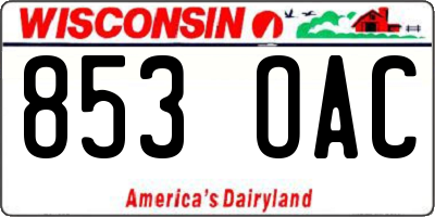 WI license plate 853OAC
