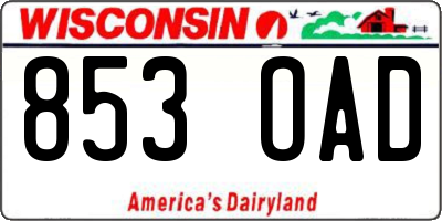 WI license plate 853OAD