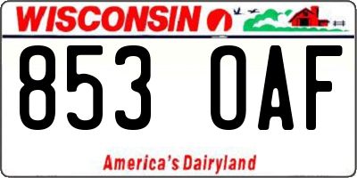 WI license plate 853OAF