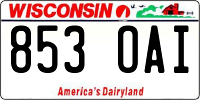 WI license plate 853OAI