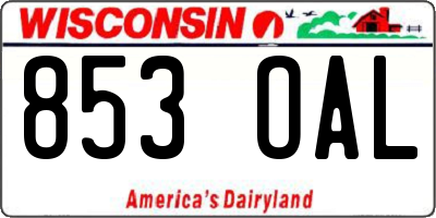 WI license plate 853OAL