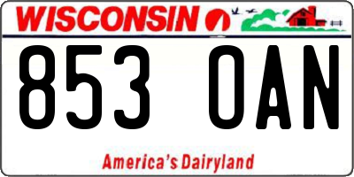 WI license plate 853OAN
