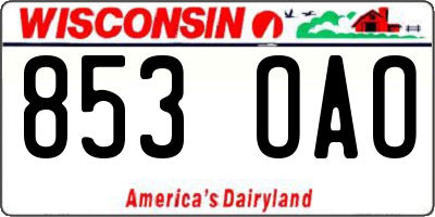 WI license plate 853OAO