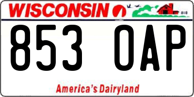 WI license plate 853OAP