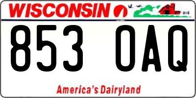WI license plate 853OAQ