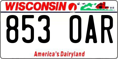 WI license plate 853OAR