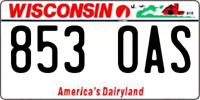 WI license plate 853OAS