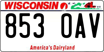 WI license plate 853OAV