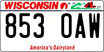 WI license plate 853OAW