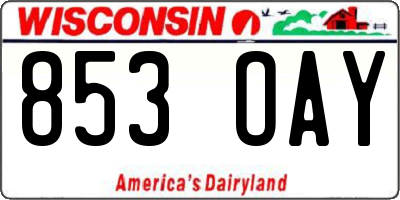 WI license plate 853OAY
