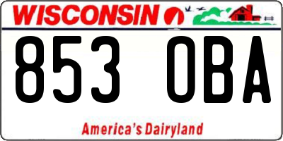WI license plate 853OBA