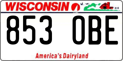 WI license plate 853OBE