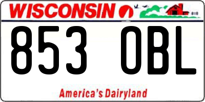 WI license plate 853OBL