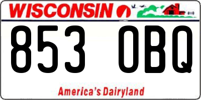 WI license plate 853OBQ