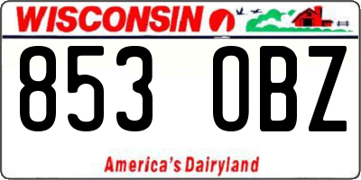 WI license plate 853OBZ