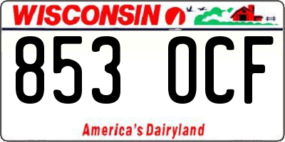 WI license plate 853OCF
