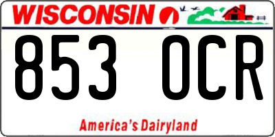 WI license plate 853OCR