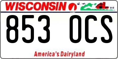 WI license plate 853OCS