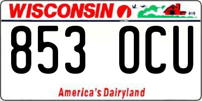 WI license plate 853OCU