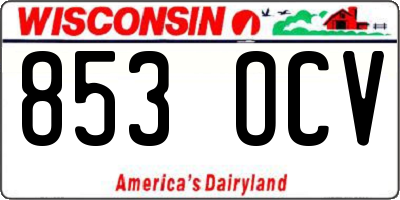 WI license plate 853OCV