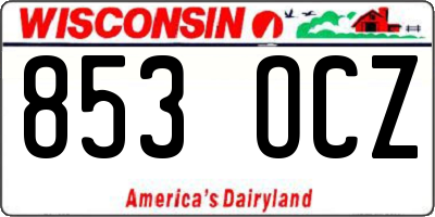 WI license plate 853OCZ