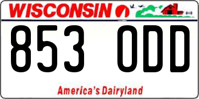 WI license plate 853ODD