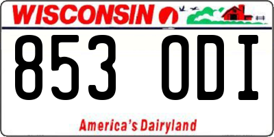 WI license plate 853ODI