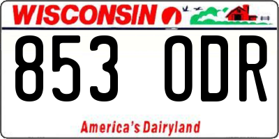 WI license plate 853ODR