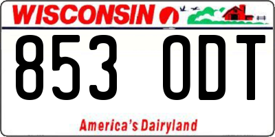 WI license plate 853ODT