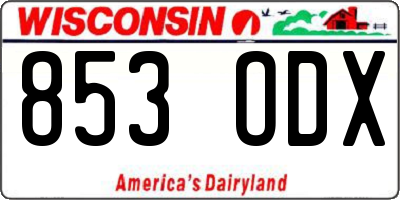 WI license plate 853ODX