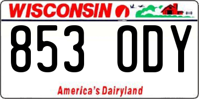 WI license plate 853ODY