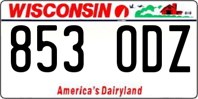 WI license plate 853ODZ