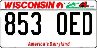 WI license plate 853OED