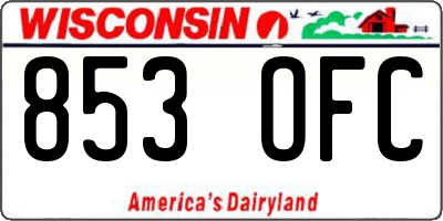 WI license plate 853OFC