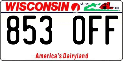 WI license plate 853OFF