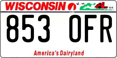 WI license plate 853OFR